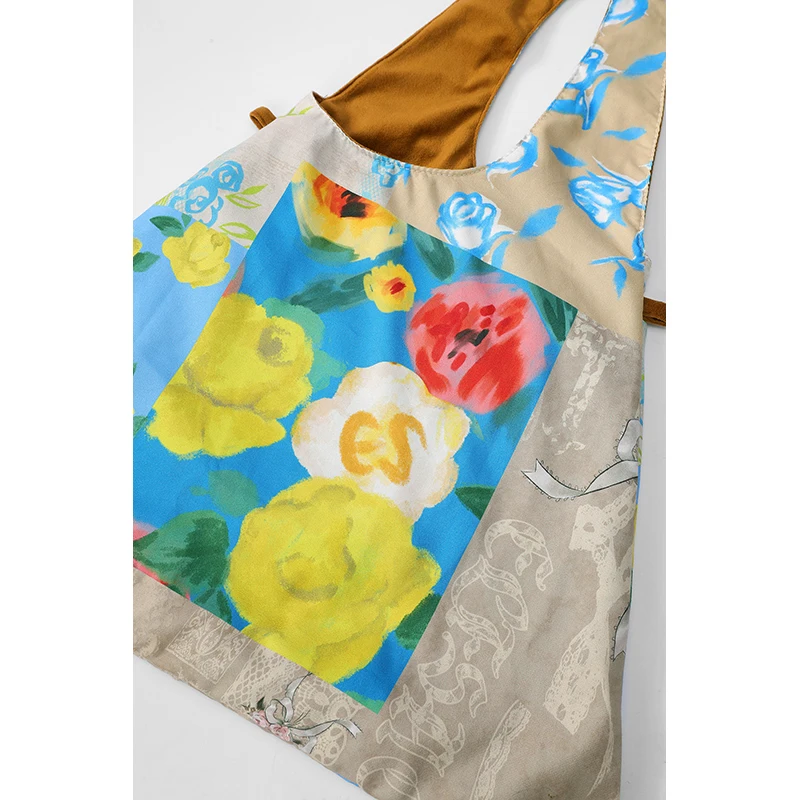 ELFSACK 2025 Winter New Arrivals Casual Color Block Print Tote Bag For Woman