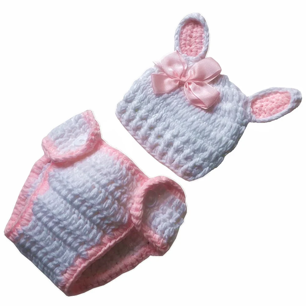 

1 set Newborn Photo Costume Crochet Baby Outfit Rabbit Design Easter Photography Prop Infant Daily Wear Knitted Set
