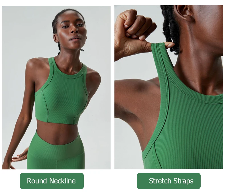 High Impact Gym Anzug Frauen Gerippter Stoff Zwei Stücke Fitness Yoga Set Slim Fit Dehnbare Laufsport Workout Kleidung – Detail 5