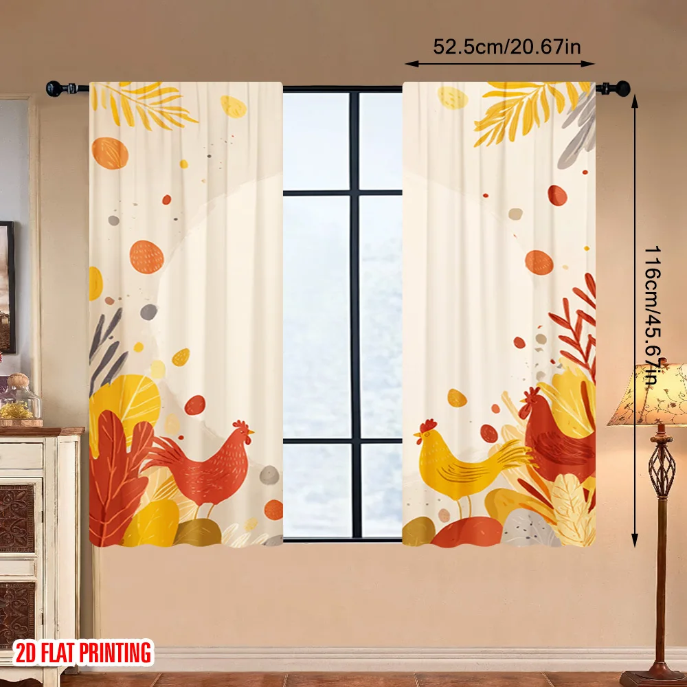 rabbit and the rooster designed curtains, installed in a pole-type manner Suitable for living rooms bedrooms dining rooms hotels