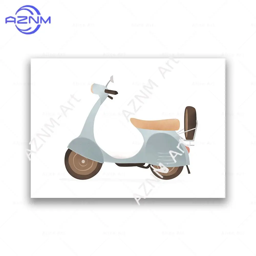 1PC Airplane Hot Air Balloon Nautical Sailboat Wall Art Travel Nursery Kids Playroom Poster Blue Sage Green Print Decor view 4