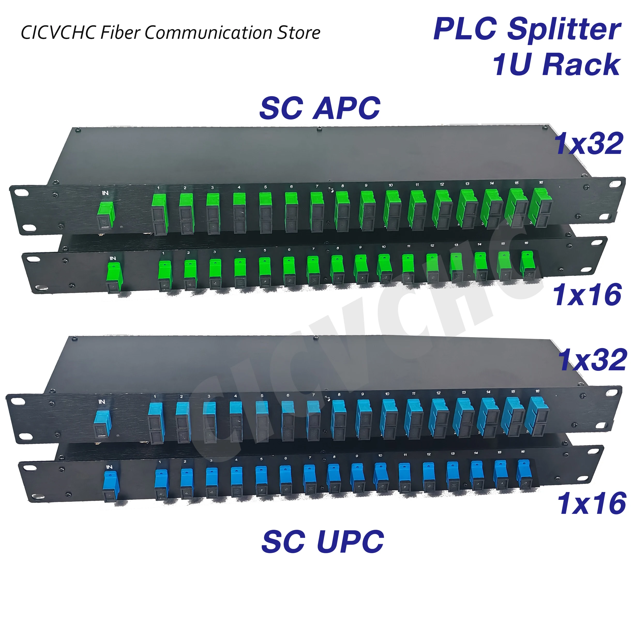 

PLC Optical Splitter 1×16, 1x32 Module 19-in Rack Mount ODF 1U Single Mode Fiber with SC Connector