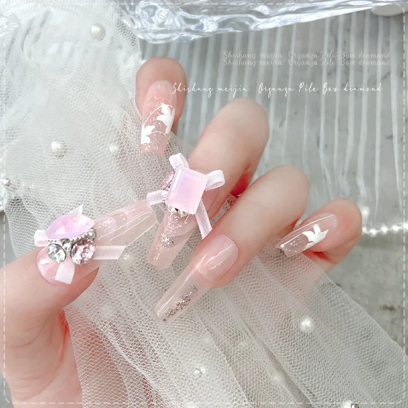 5PCS 3D Organza Ribbon Bow Nail Art Charms Accessories Rhonestones Parts For Nails Decoration Supplies Manicure Decor Material - Image 5