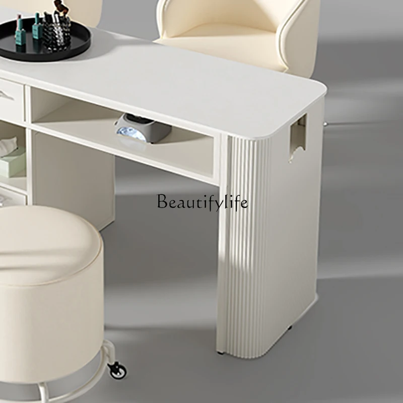 طاولات أظافر كلاسيكية احترافية مع أدراج تخزين طاولات أظافر أوروبية متعددة الوظائف أثاث تجميل عصري ميسا قابل للطي #4