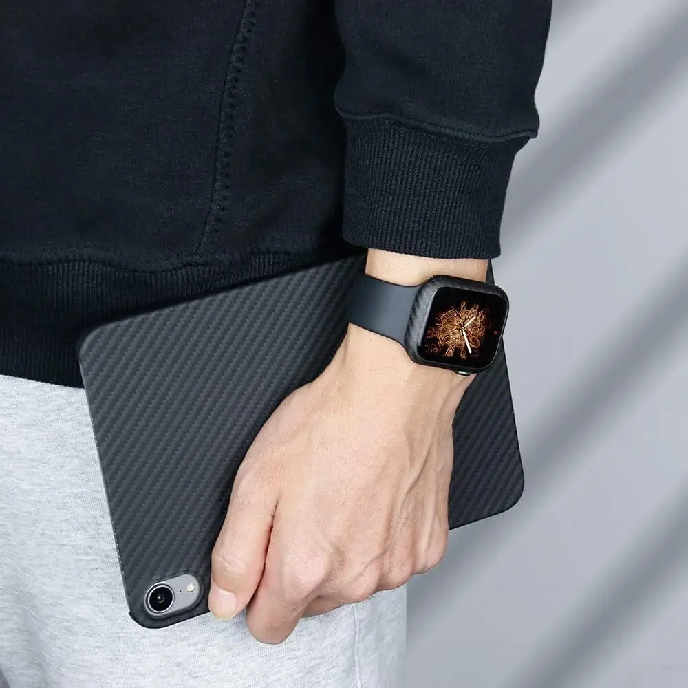 Cover For Apple watch Case 45mm 41mm 44mm 40mm 42mm 38mm Accessories Carbon fiber Bumper Protector iWatch series 9 8 4 5 6 SE 7