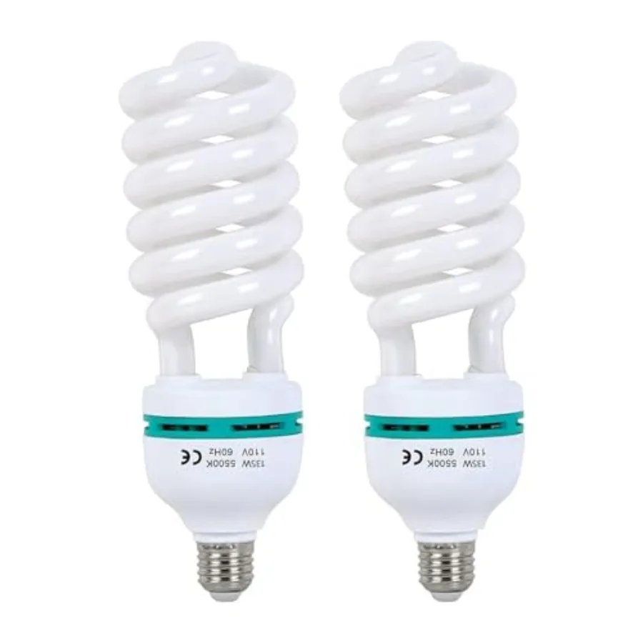 

2pcs 135W Light Bulb 5500K CFL Daylight Spiral Softbox Lighting Kit Bulb in E27 Socket for Photography Photo