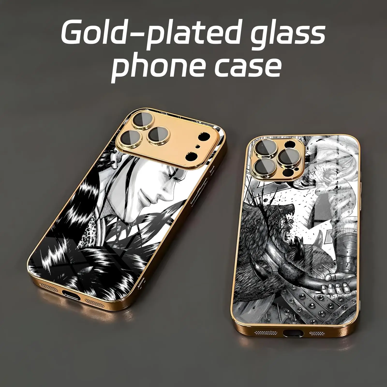 anime kingdom  Phone Case For iPhone18 17 16 15 14 13 12Plus Mini Pro Max Electroplated glass Phone Case