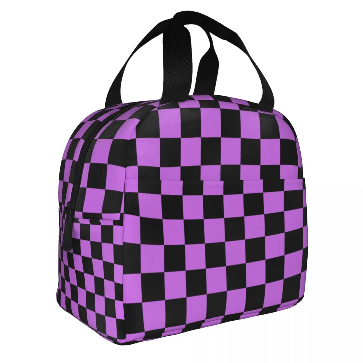 Checkerboard Geometric Plaid Lunch Bag Men Women Cooler Warm Insulated Lunch Boxes for School