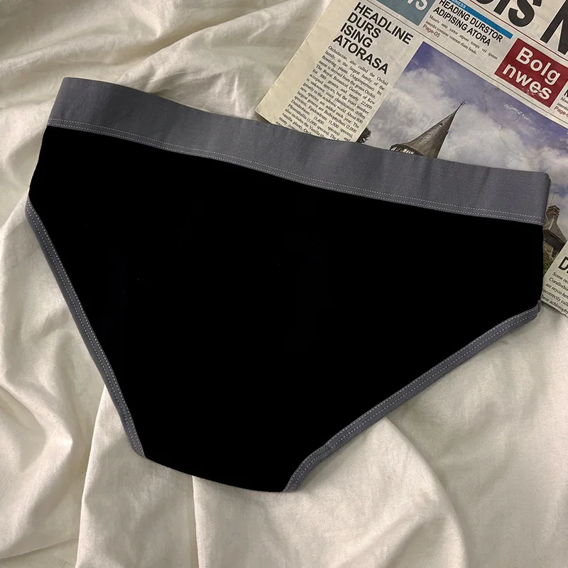 Women's Mid Waist Cotton Crotch Lady Sports Panties Contrasting Colors Ins Simple Girls Cotton Women's Triangle Underwear