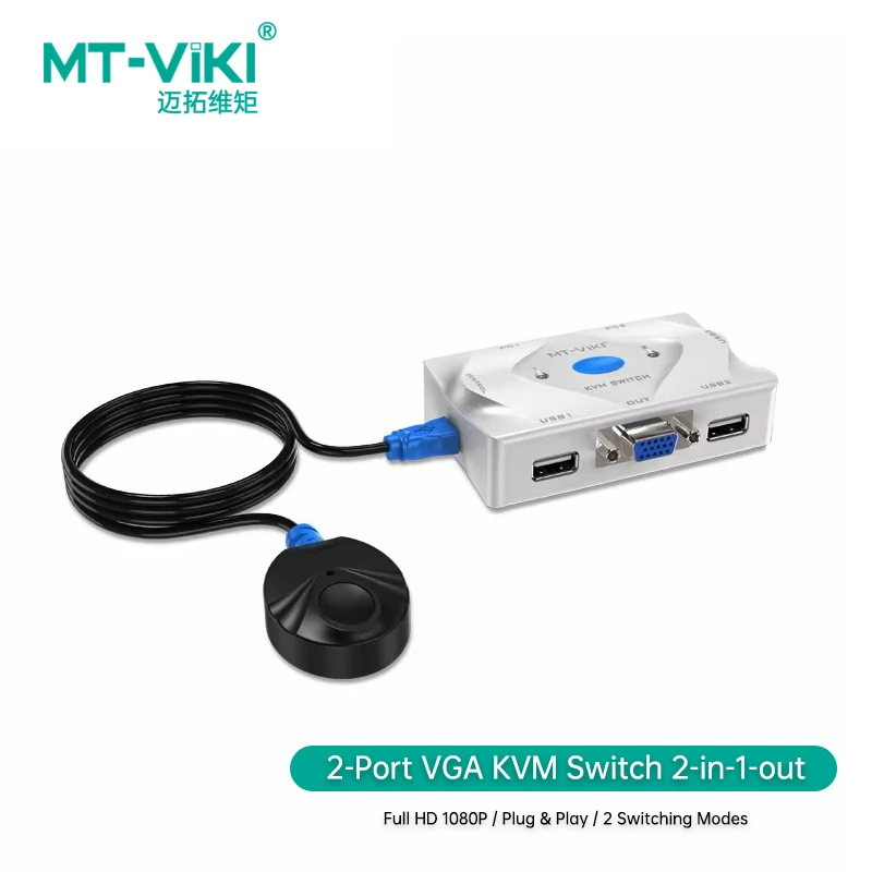 

MT-VIKI VGA KVM Switch Computer Shared Monitor USB Keyboard Mouse 2 in 1 out hot key switch MT-201KL