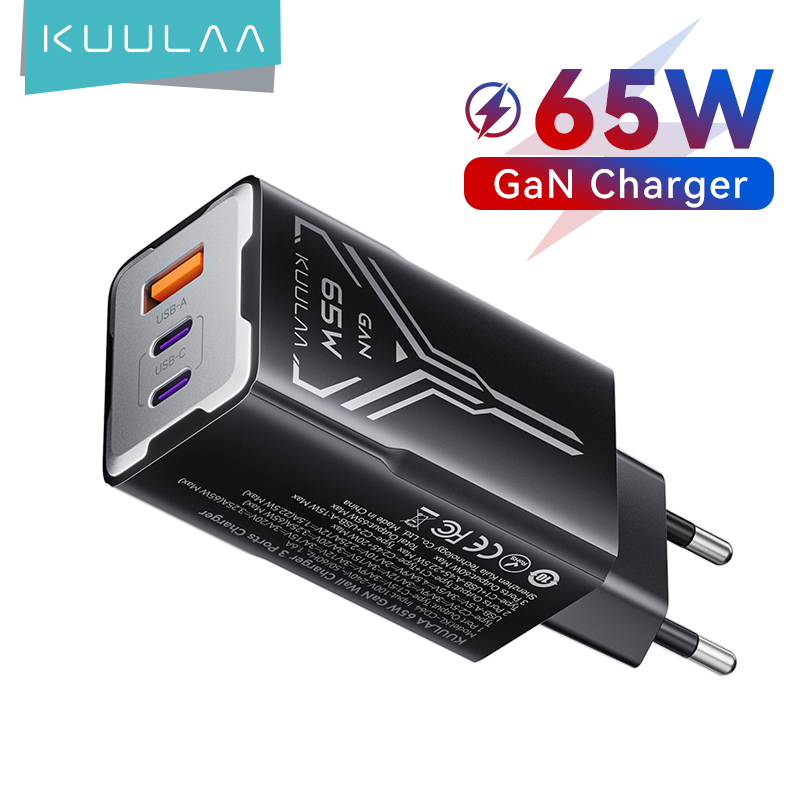 KUULAA 65W GaN Charger Quick Charge 4.0 3.0 Type C PD USB Charger for iPhone16 15 14 Pro Max Fast Charger For Laptop PD Charger