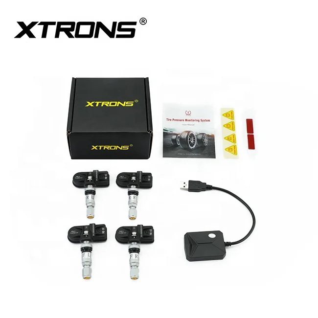 XTRONS TPMS08 capteur TPMS USB de voiture pour unités principales Android, système d'alarme de surveillance de la pression des pneus avec 4 capteurs internes