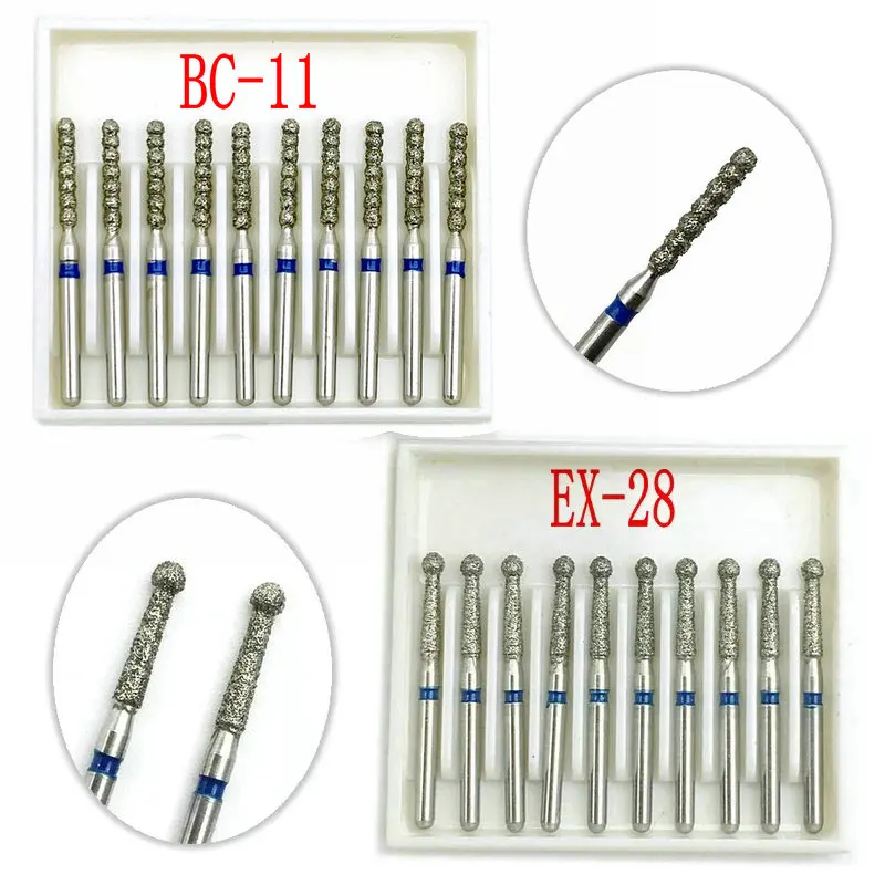 FG 1.6mm Shank Dental elmas uç matkap FG elmas yüksek hızlı el aleti Burs diş hekimi araçları 10 adet/kutu
