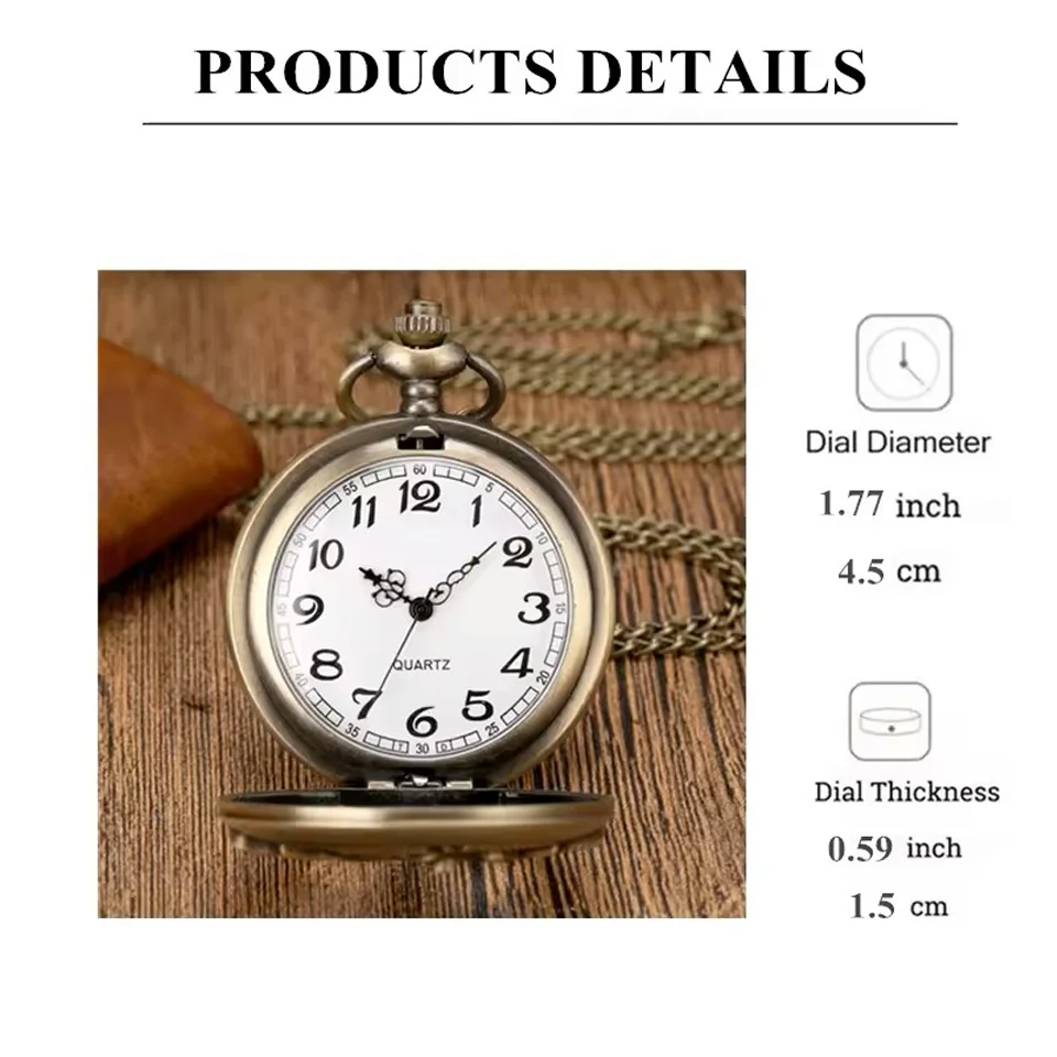 Retro Motorcycle CAR Pattern Quartz Pocket Watch Motorbike MOTO Design Pendant Fob Watch Chain Gifts for Men image 5