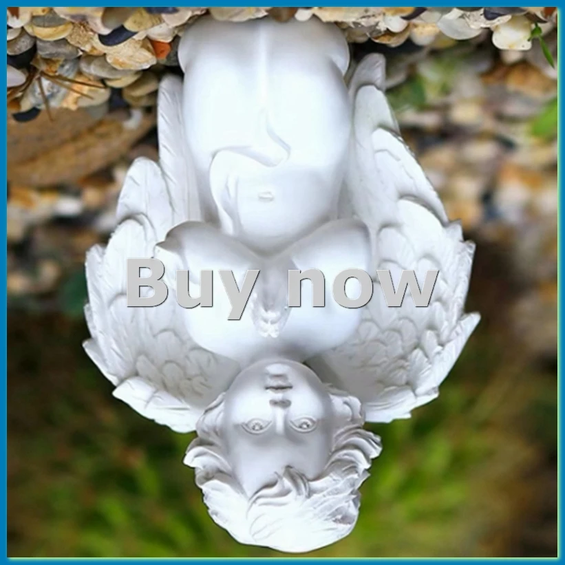 Kneeling Praying Pure White Angel with Wing Resin Garden Statue Memorial Resin Yard Figurine Garden Statue Gift-ABHG