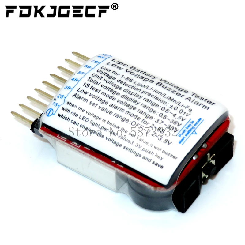 BX100 1-8S Lipo Battery Voltage Tester/ Low Voltage Buzzer Alarm/ Battery Voltage Checker with Dual Speakers for 3.7V 7.4V