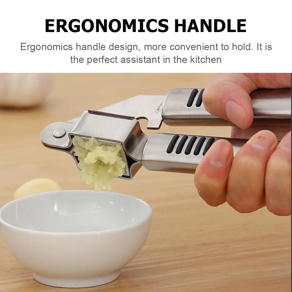 

Stainless Steel Garlic Press Easy Clean Uniform Holes Ergonomic Design Quick Convenient Kitchen Tool Manual Mashed Tool
