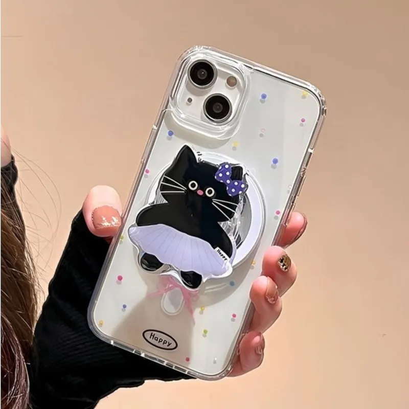 Korean Cute Cartoon Dancing Cat Magnetic Holder Griptok Grip Tok Phone Holder  Stand Support For iPhone 17 For Pad Magsafe Smart