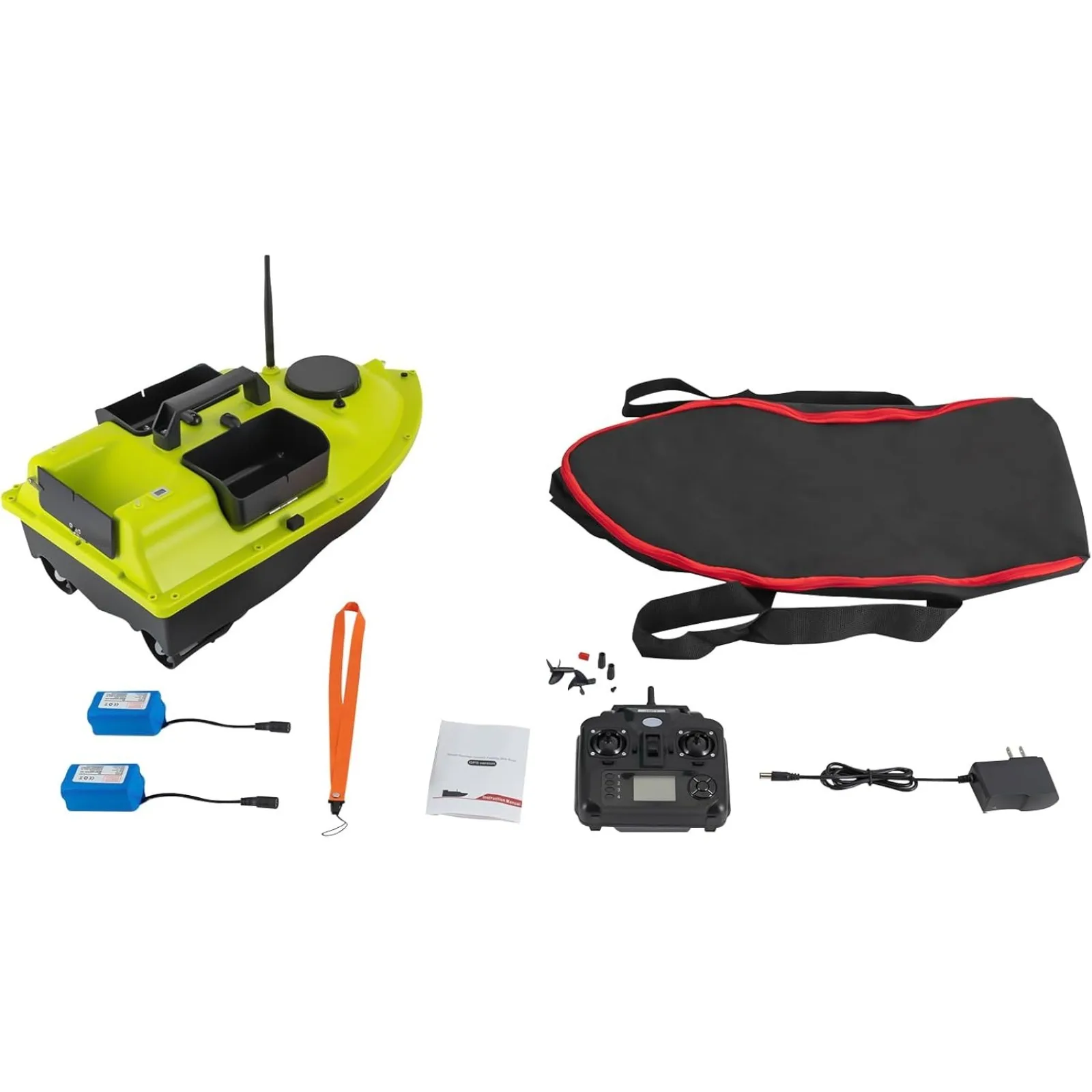 เรือตกปลาแบบรีโมทคอนโทรลพร้อม GPS, มอเตอร์คู่, ระบบกลับอัตโนมัติ, หน้าจอ LCD และไฟส่องสว่าง