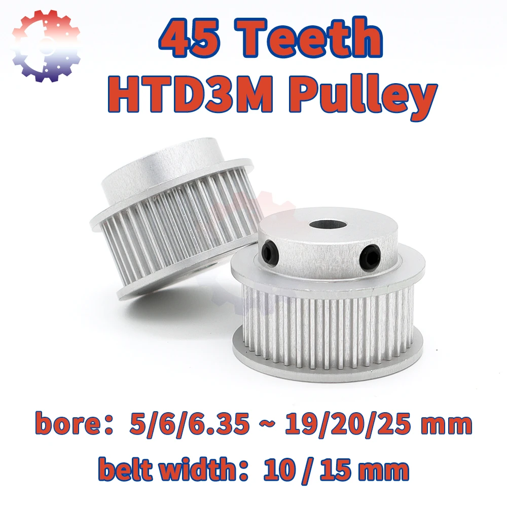 

HTD3M 45teeth Pulley 3M 45T Timing Pulley Bore 5/6/8~19/20/25mm For Belt Width 10 15mm Synchronous Wheel HTD 3M 45 Teeth Pulley