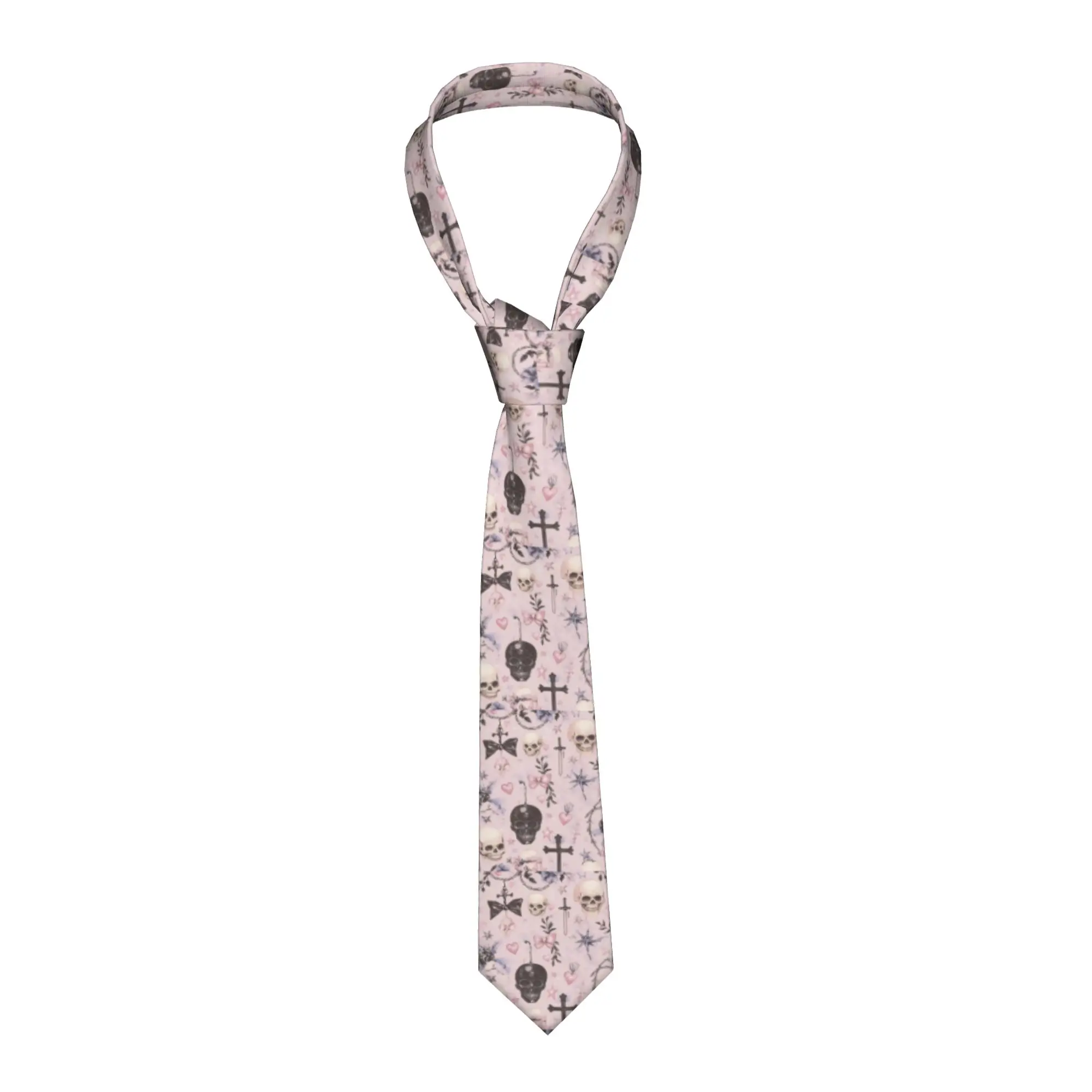 Halloween Gothcore Neckties Men Women 8 cm Witchy Cross Neck Tie for Men Silk Narrow Shirt Accessories Gravatas Wedding Office