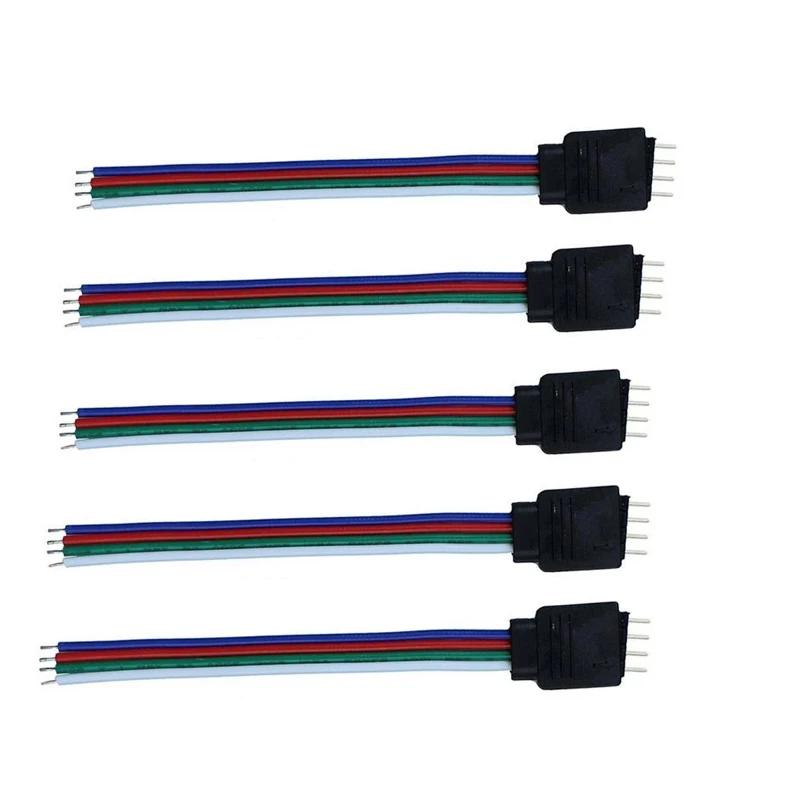 5pcs/lot 4Pin 5Pin 6Pin Connect Cable Plug Socket Male Connecting Wire for 5050 RGB RGBW RGBCCT RGBCW Led Strip Light Connector