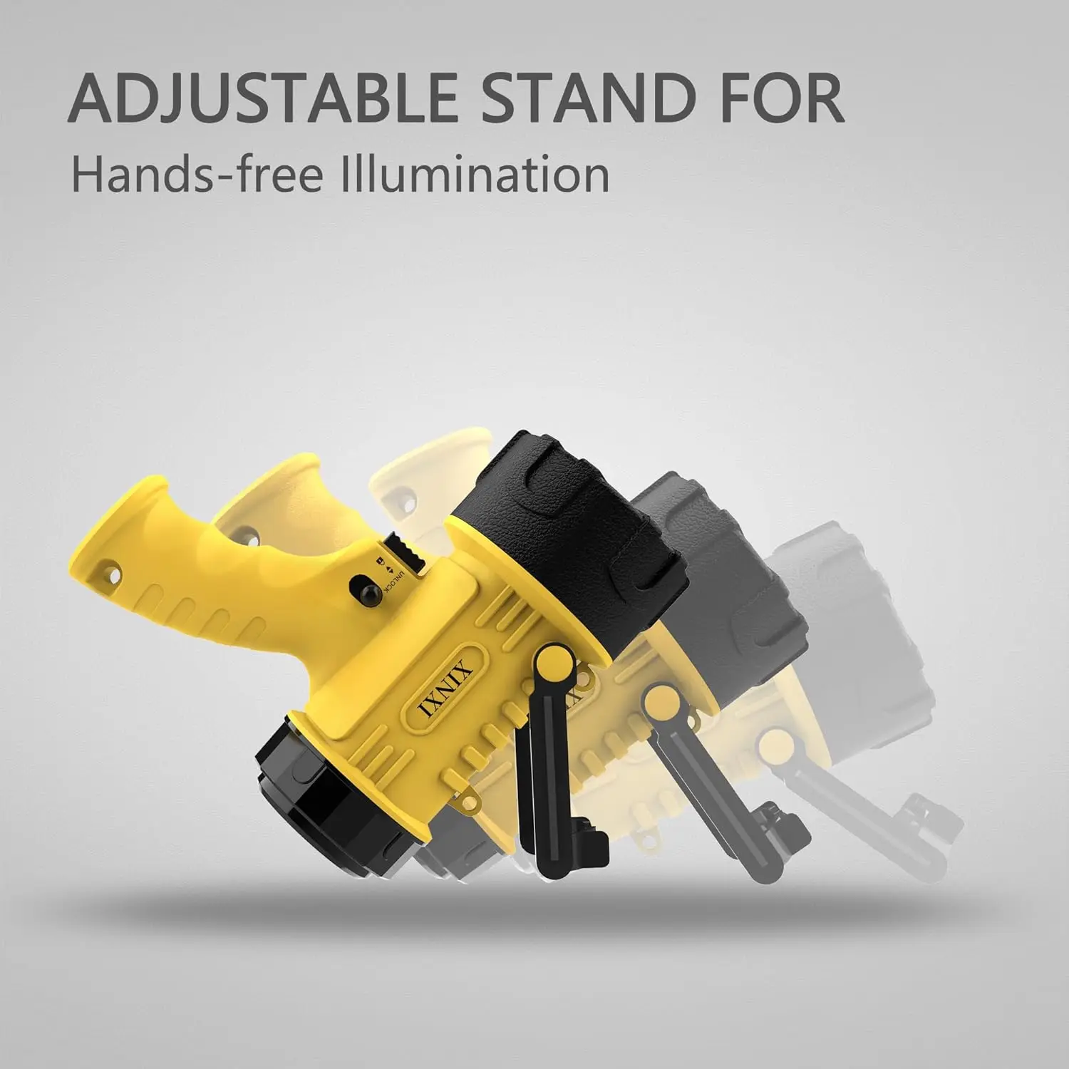 كشاف LED قابل لإعادة الشحن بقوة 200,000 لومن، مقاوم للماء IP67، وقت تشغيل 12 ساعة، مقاوم للصدمات مع عدسة حمراء قابلة للفصل