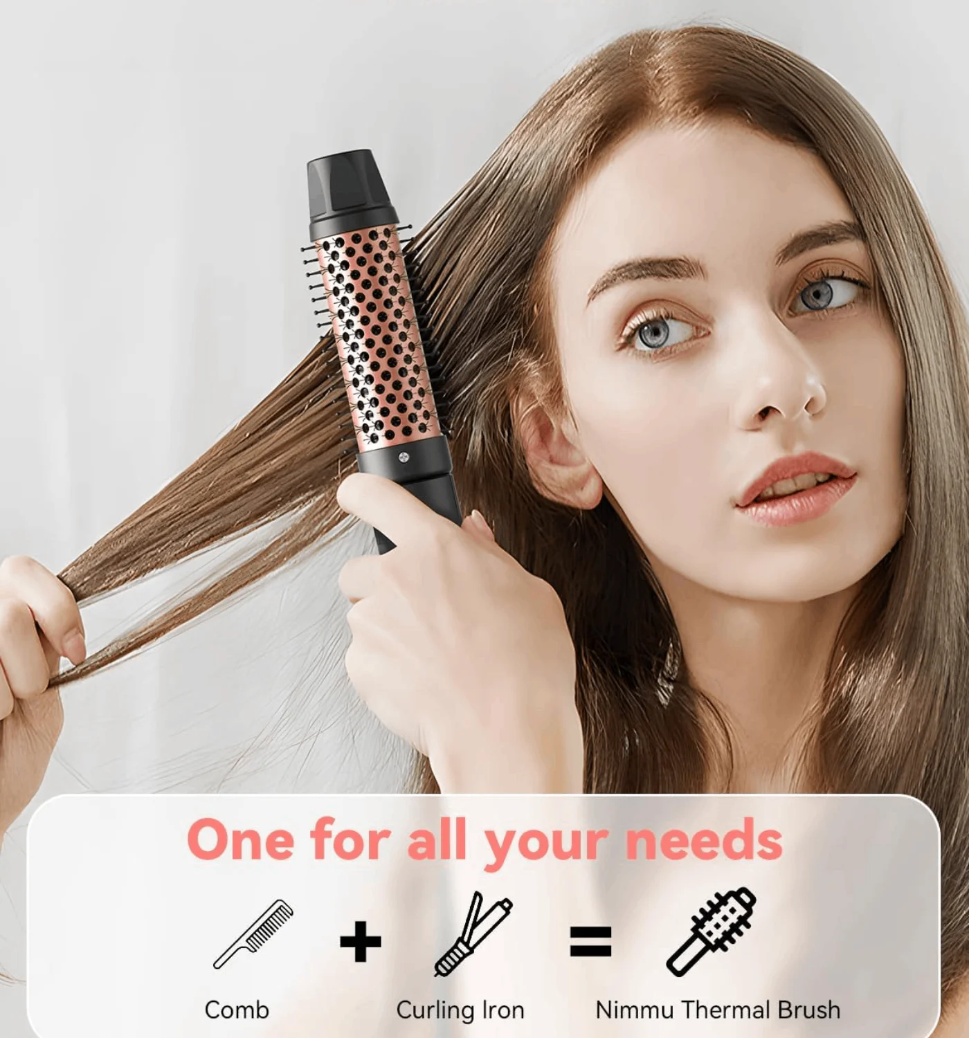 YAWEEN 4-in-1 Curling Iron with Curling Brush, 9-32MM Replaceable Ceramic Barrels, Quick Heat, Suitable for All Hairstyles