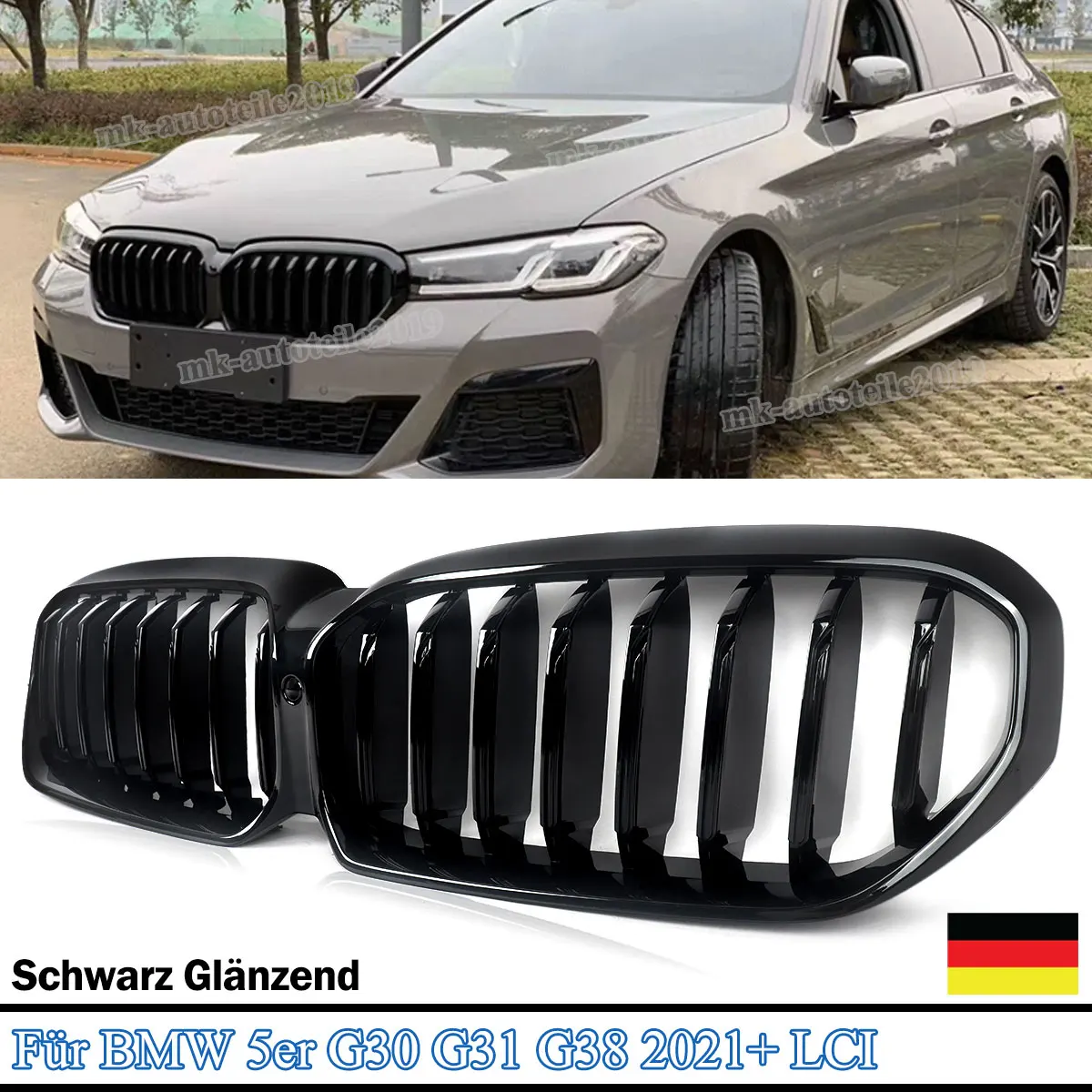 

SAIQINGSP Gloss Black For BMW 5 Series G30 G31 2021-2023 Front Grille Car Accessories Tools