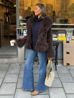 Vintage Solid Faux Fur Jackets Women Casual Plush Lapel Open Coats Female Autumn Winter Trendy Elegant Warm High Street Outwear