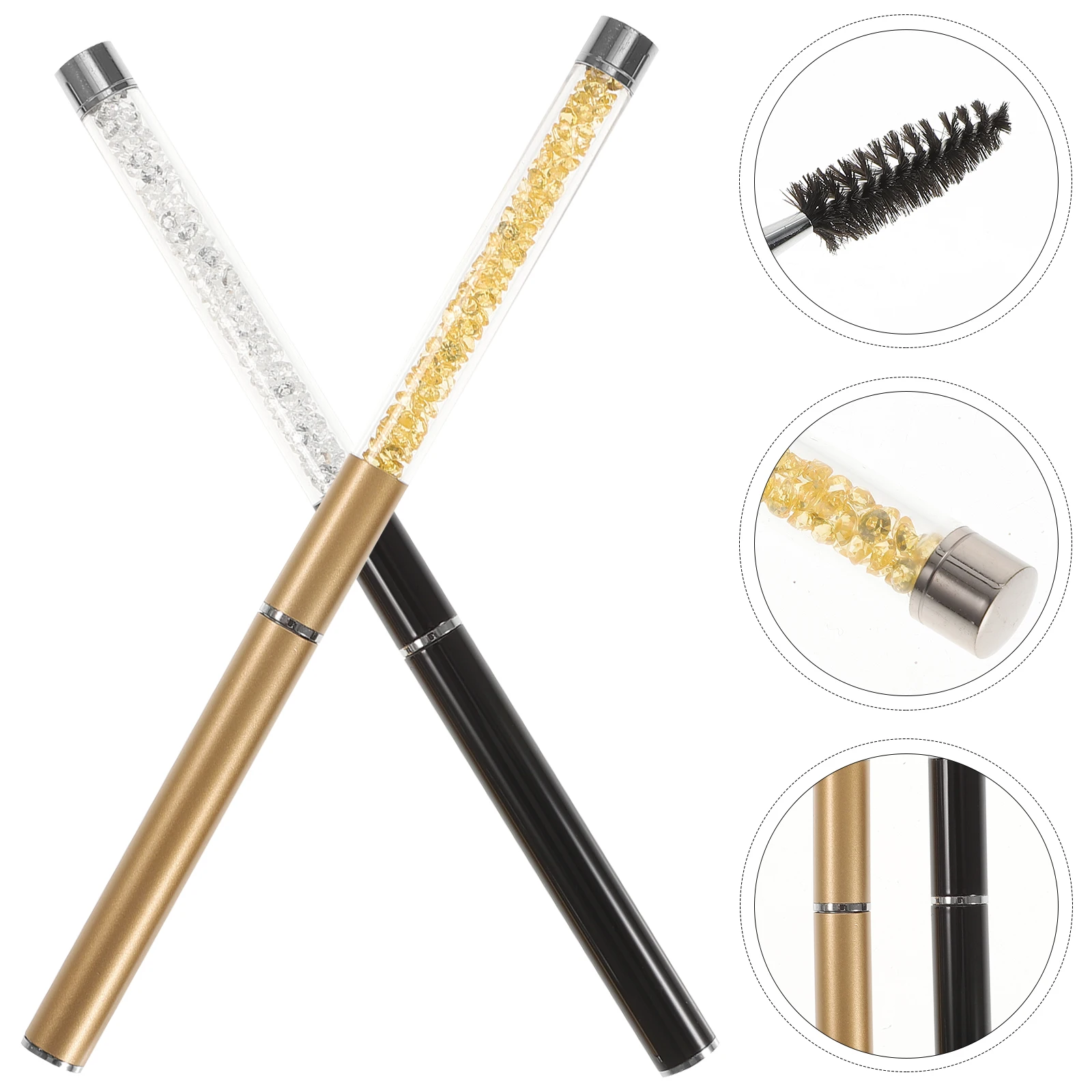 2pcs Spoolie 완드 유리 섬유 마스카라 완드 눈썹 빗 경량 휴대용 메이크업 도구 자연 깔끔한 속눈썹 속눈썹 연장