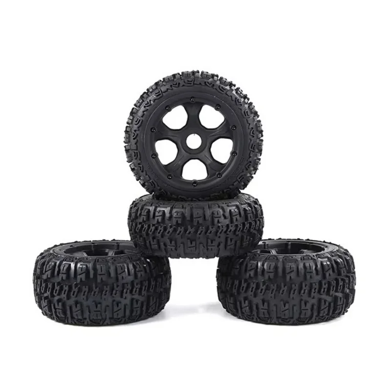 Front and Rear Rear Knobby Bowtie Tires on 5 Spoke Rims for HPI Baja 5B Rovan and King Motor