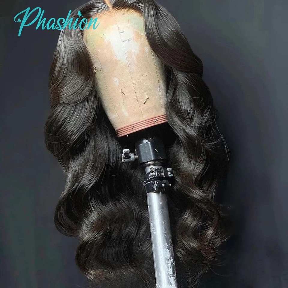 Phashion 13x6 13x4 frente do laço transparente perucas de cabelo humano pré arrancadas para o corpo das mulheres remy perucas frontais do laço do cabelo humano à venda