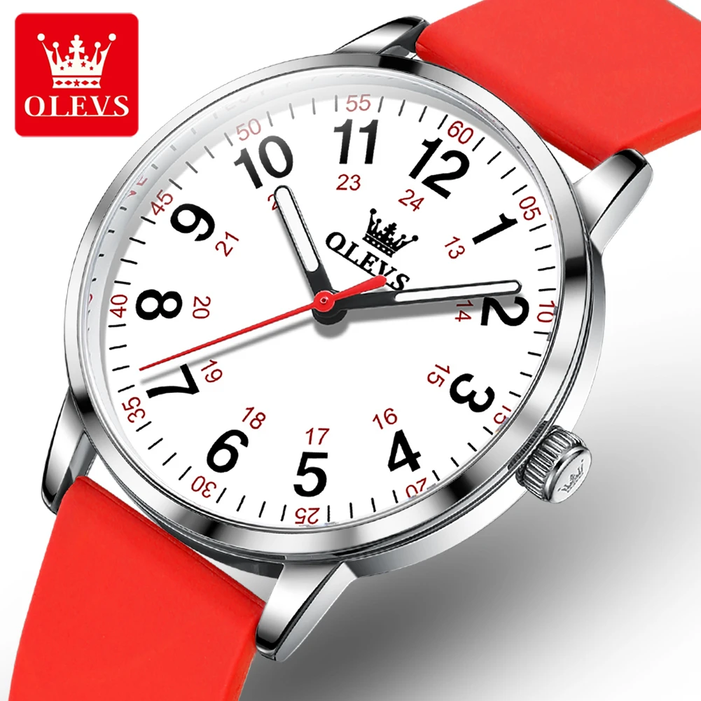 

OLEVS 9953 Quartz Fashion Watch Gift Round-dial Silicone Watchband Luminous