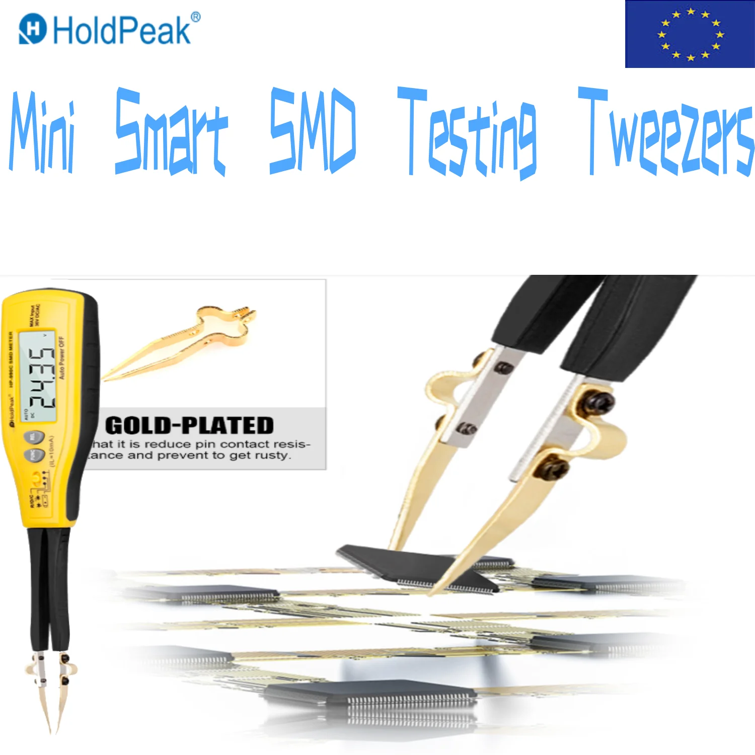 990C SMD Tester Smart 6000 Counts, Digital Resistance Capacitance Diode LED Checker, CE Probador SMD for EU Electronics Repair