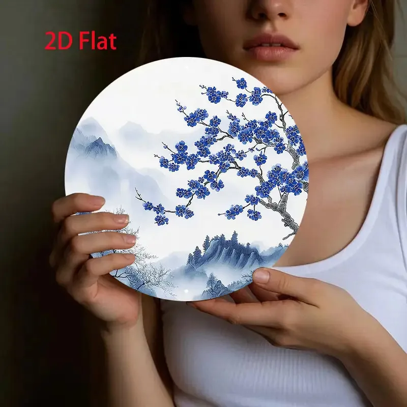 1 قطعة 2D علامة الزخرفية 2D شقة ، غرفة الديكور 1 8x8 بوصة (20x20 سنتيمتر) الألومنيوم معدن تسجيل جولة الألومنيوم مطعم مناسب ، Gar #6