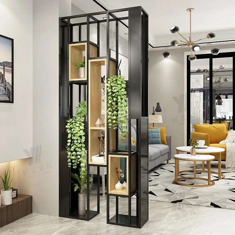 

Nordic partition shelf entrance entrance decoration, bookshelf hollow floor storage display rack