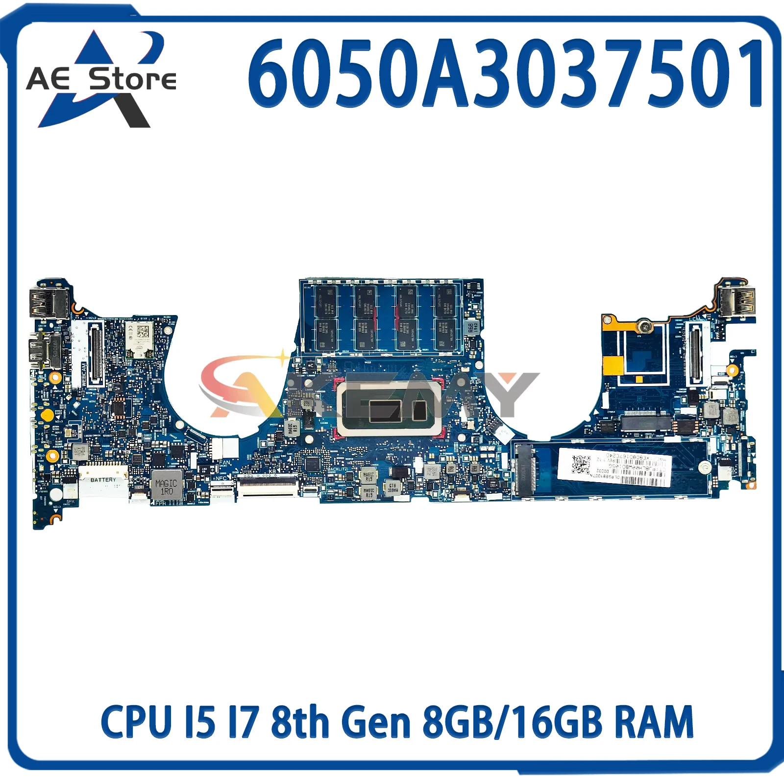 

AE 6050A3037501 Laptop Motherboard For HP EliteBook X360 1040 G6 L63000-601 Mainboard With CPU I5 I7 8th Gen 8GB/16GB RAM