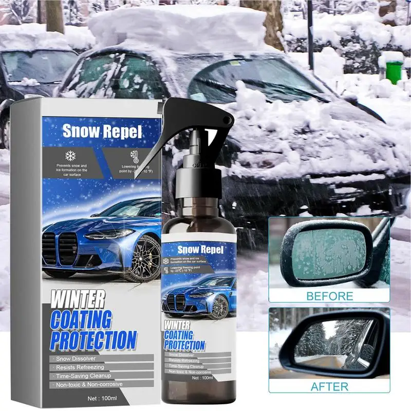 Neve derretendo e descongelando líquido Ice Spray, Car Windshield Window Defrost, Vidro de inverno, Acessório carro, 3,38 oz