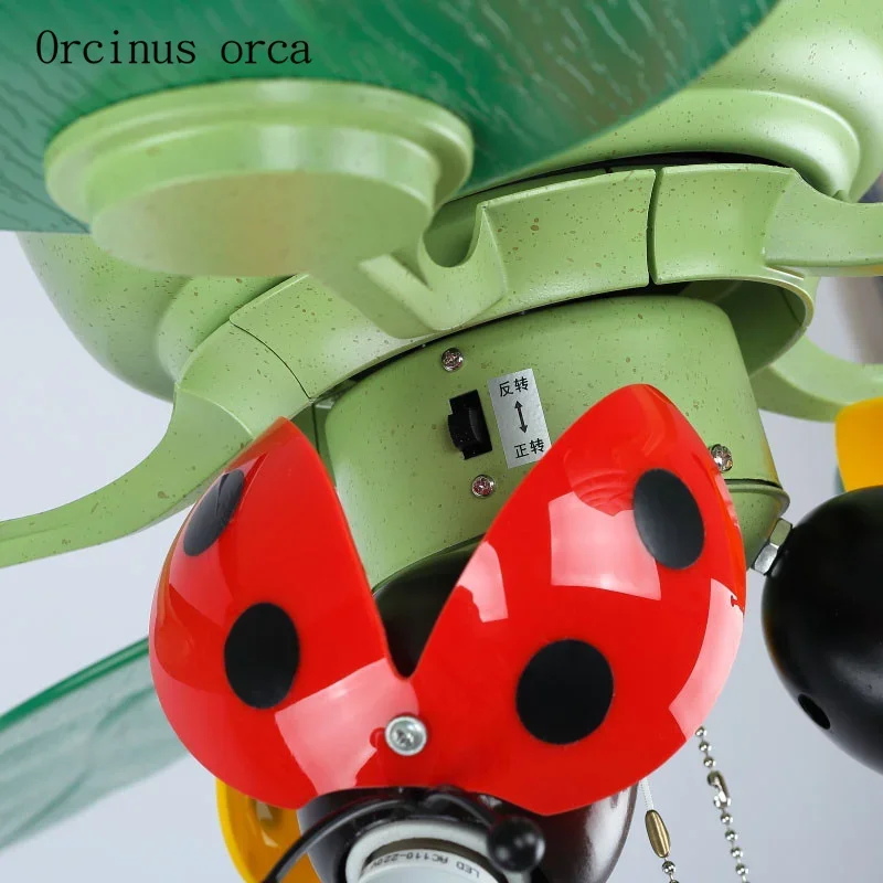 Cartoon creation seven star ladybug electric fan chandelier living room children's room lamp modern simple LED pendant lamp