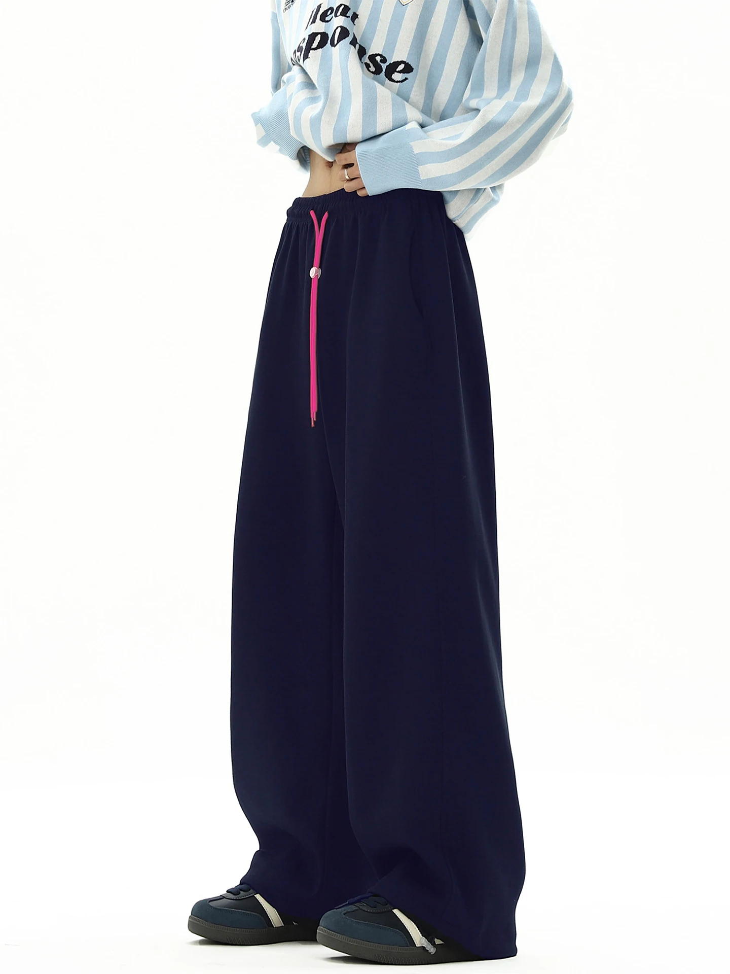 

American Retro Loose Casual Pants Men's Spring Trendy Brand Wide Leg Straight Cut Sports Lazy Style Men's Fashionable Trousers