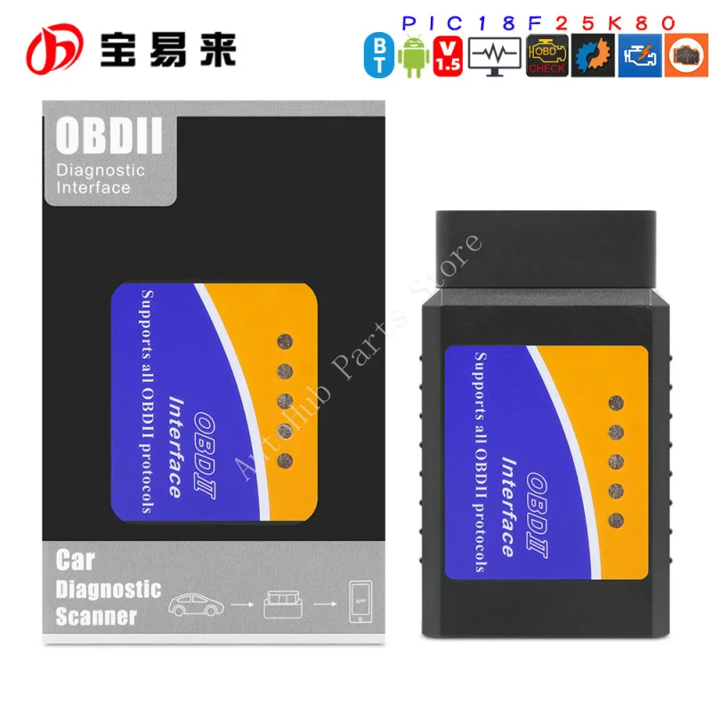 

MINI 327 ELM327 Bluetooth 2.0 OBD 1,5 Аппаратное диагностическое сканер с чипом 25K80