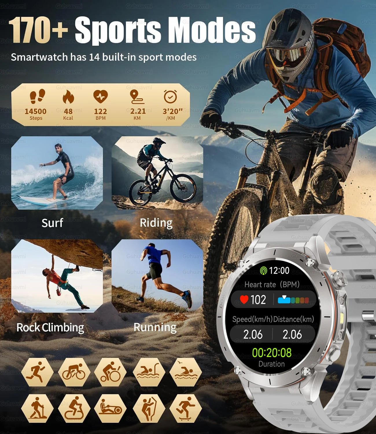 2025 NEW Dual-band GPS Outdoor Swim Sport Smart Watch Men Compass 730mAh Large Battery 10ATM Professional Waterproof Smart Watch