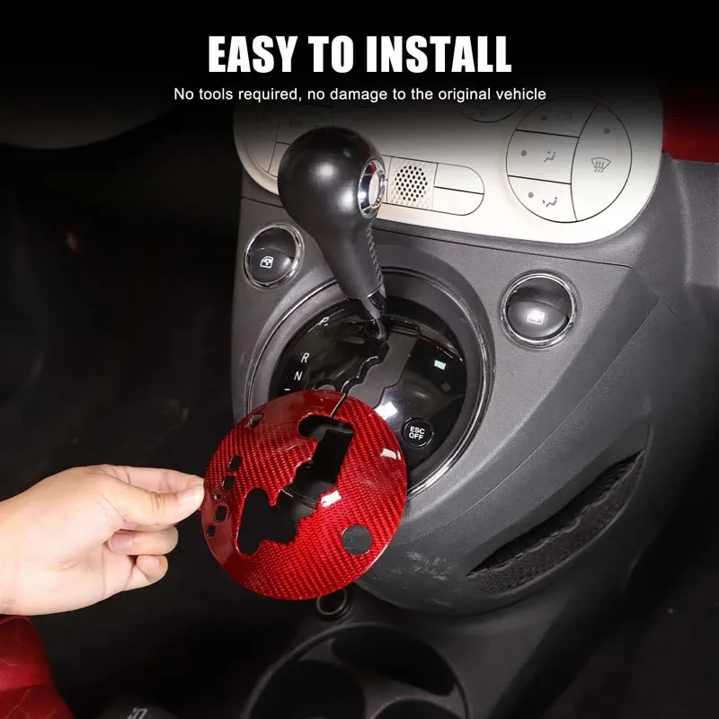 

Для 2010-2015 Fiat 500 крышка центральной основания шестерни, декоративная панель шестерни, настоящее углеродное волокно, 1 шт. (автомат/красный)