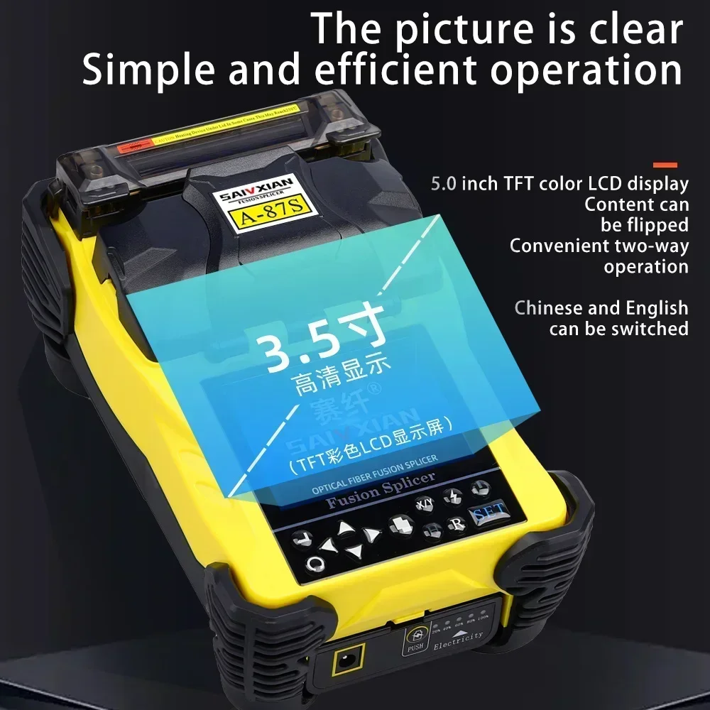 High Quality Fully Automatic Mini Optic Fiber Fusion Splicer Splicing Machin Fiber Optic Tool Set FTTH New A-87S