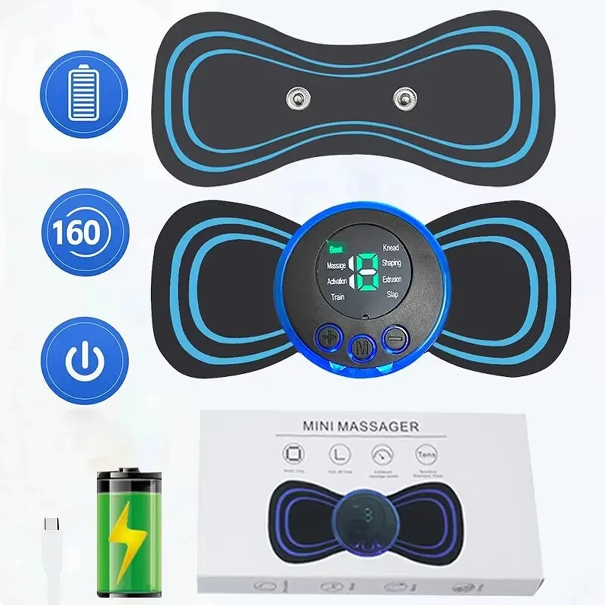 جهاز تدليك الرقبة الكهربائي الصغير الذكي لشحن رقعة تدليك الكتف والرقبة المحمولة مع مستويات متعددة قابلة للتعديل #5