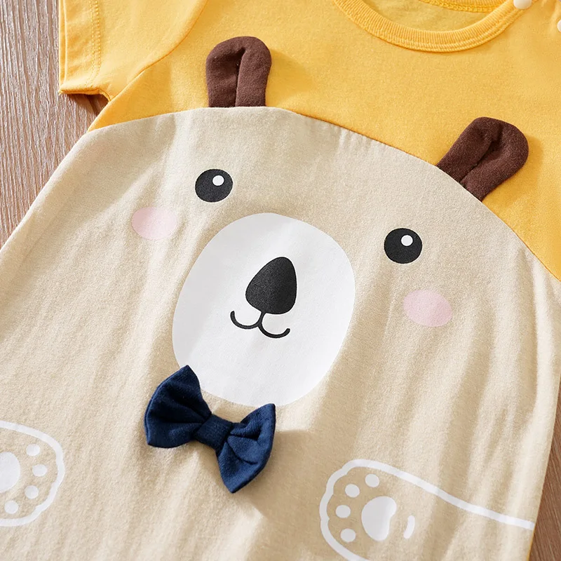 Summer Boys And Girls Cute Cartoon Little Bear 3d Printed Cotton Comfortable Casual Short Sleeve Baby Bodysuit