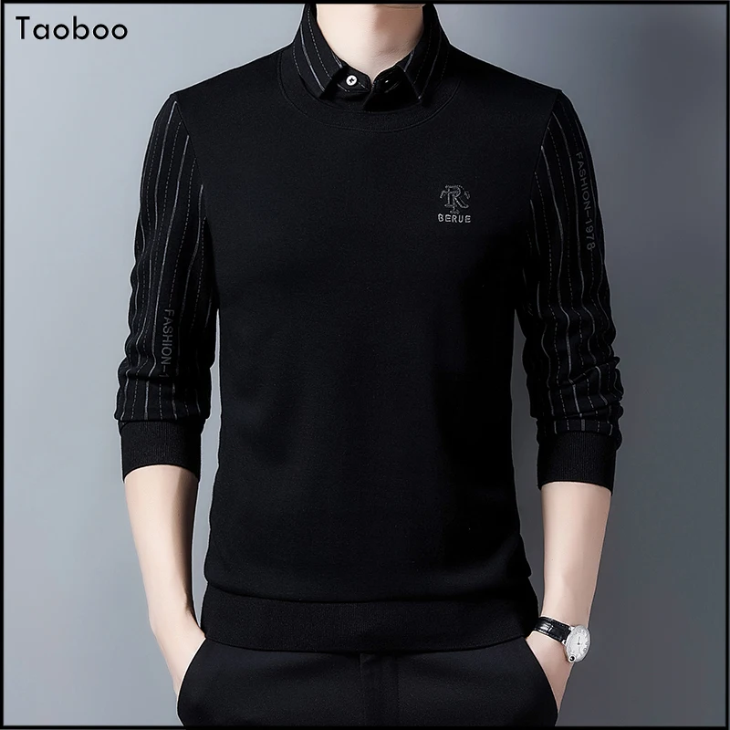 Taoboo ฤดูใบไม้ผลิฤดูใบไม้ร่วงใหม่เสื้อยืดผู้ชายสีทึบเสื้อยืดลายผู้ชาย Hoodies แฟชั่น Casual Slim เสื้อ