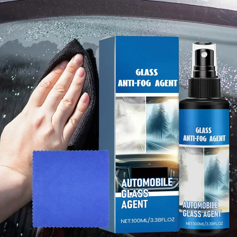 Auto Windshield Defogger 100ml Car Glass Oil Film Cleaner Anti-fog Automobile Glass Agent With Towel Car Wash Supplies