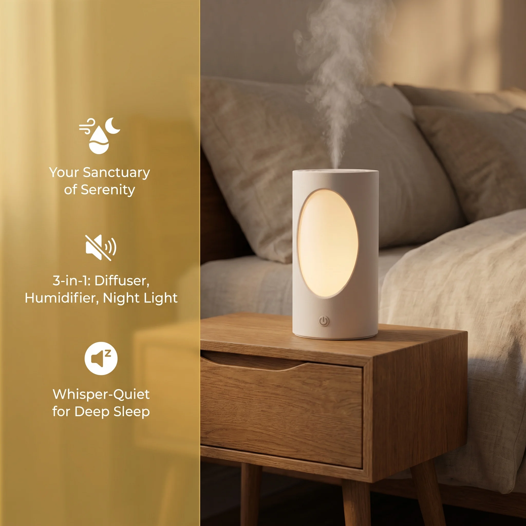 Mist Tree-Shaped Humidifier, USB-Charging Humidifier, Desktop Humidifier, LED Light Humidifier, Bedroom Humidifier